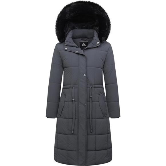 Women's Winter Coat Long Waterproof Parka - Warm Charcoal - Picture 1 of 5